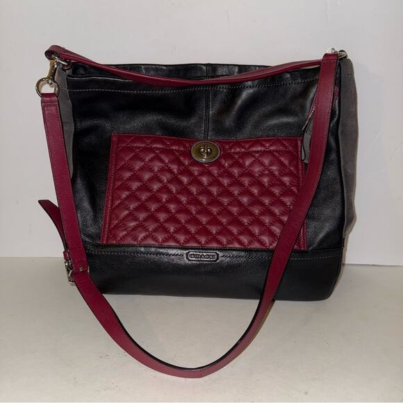 COACH Park Quilted Leather double strap Colorblock Hobo purse - Picture 2 of 6